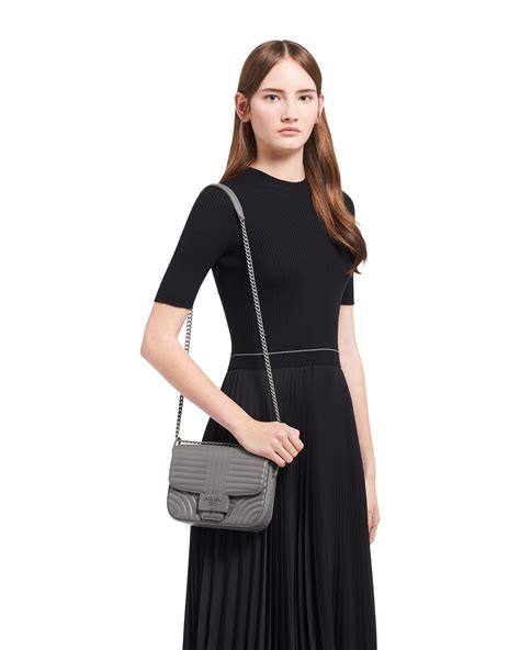 prada diagramme leather shoulder bag review|Prada vela nylon shoulder bag.